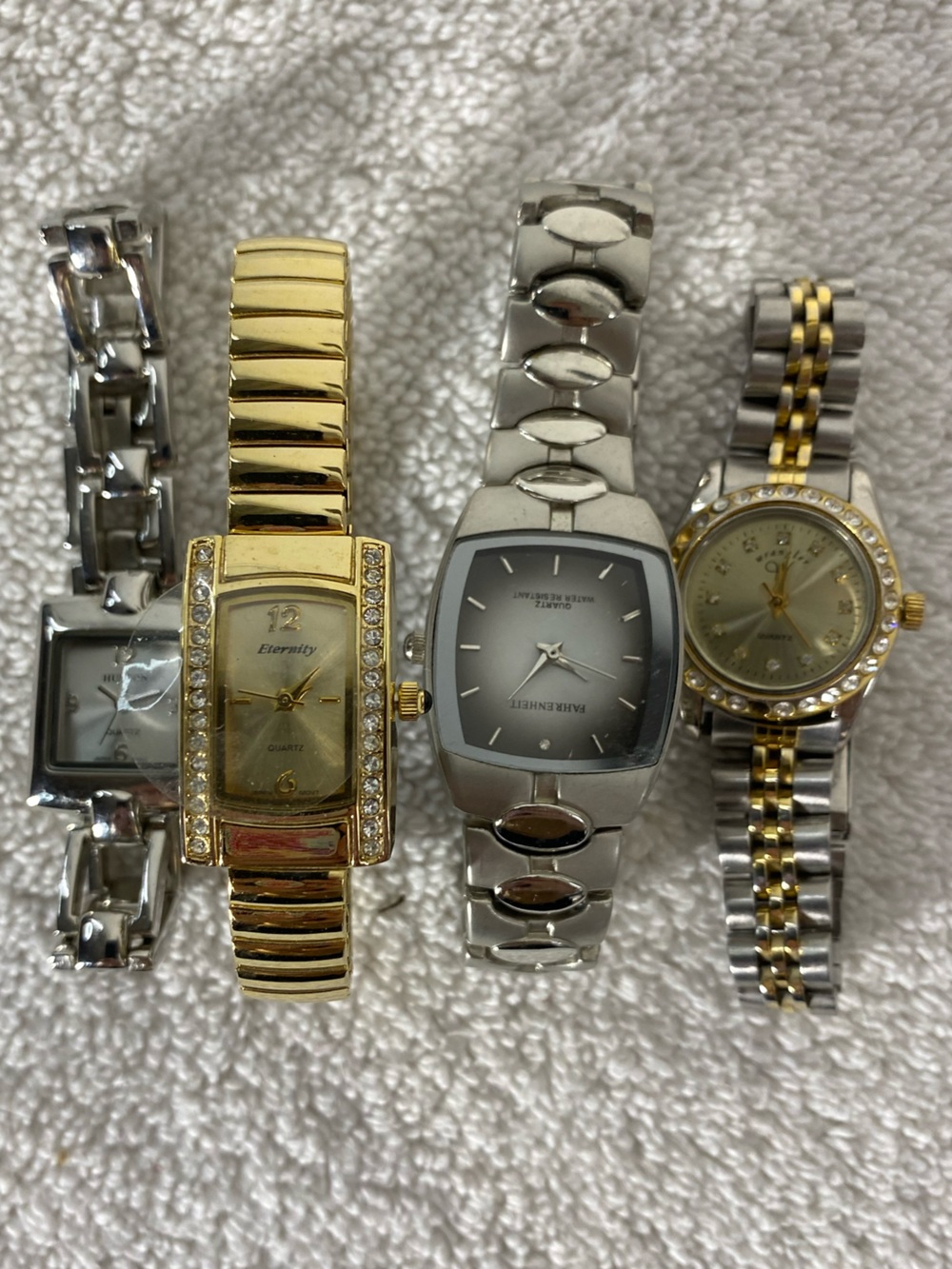Vintage Ladies Watch Lot of 4 Untested AS IS Wrangler Eternity Fahrenheit Hudson